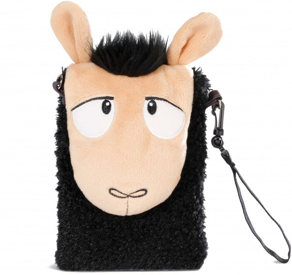 telefoontas Lama Lorenzo junior 22 cm pluche zwart