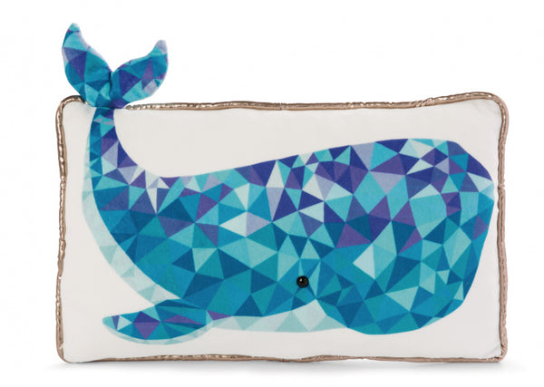 walviskussen Atlantic Friends 43 x 25 cm pluche wit/blauw