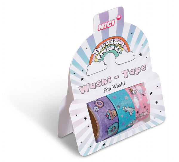 washi-tape Theodor & Friends 4 cm papier 3 stuks