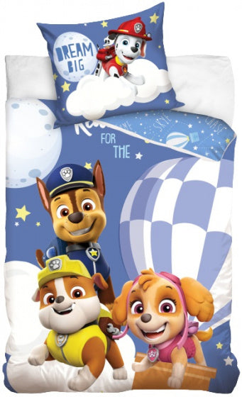 dekbedovertrek Paw Patrol 140 x 200 cm blauw/wit