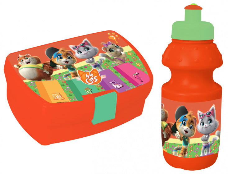 lunchset 44 Cats junior 16 x 11 cm oranje 2-delig