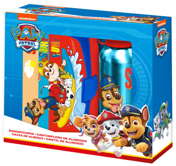 lunchset Paw Patrol aluminium blauw/rood 2-delig