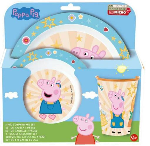 lunchset Peppa Pig junior blauw/wit/oranje 3-delig