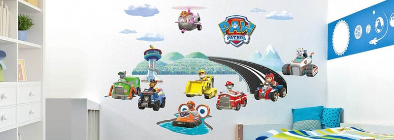 muursticker Paw Patrol voertuigen 2 stickervellen