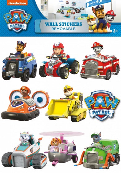 muursticker Paw Patrol voertuigen 2 stickervellen