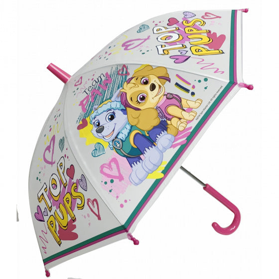 paraplu Paw Patrol meisjes 38 cm polyester wit