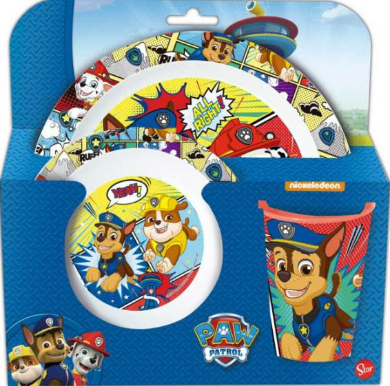 serviesset Paw Patrol junior blauw/wit 3-delig
