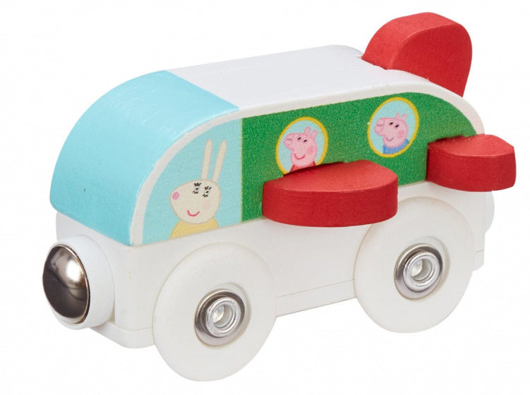 vliegtuig Peppa Pig junior 7,5 x 4,7 cm hout wit