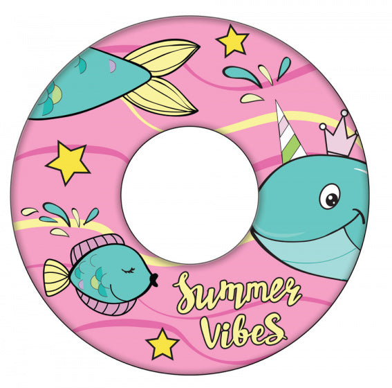 zwemring Whale meisjes 51 cm roze/blauw/geel