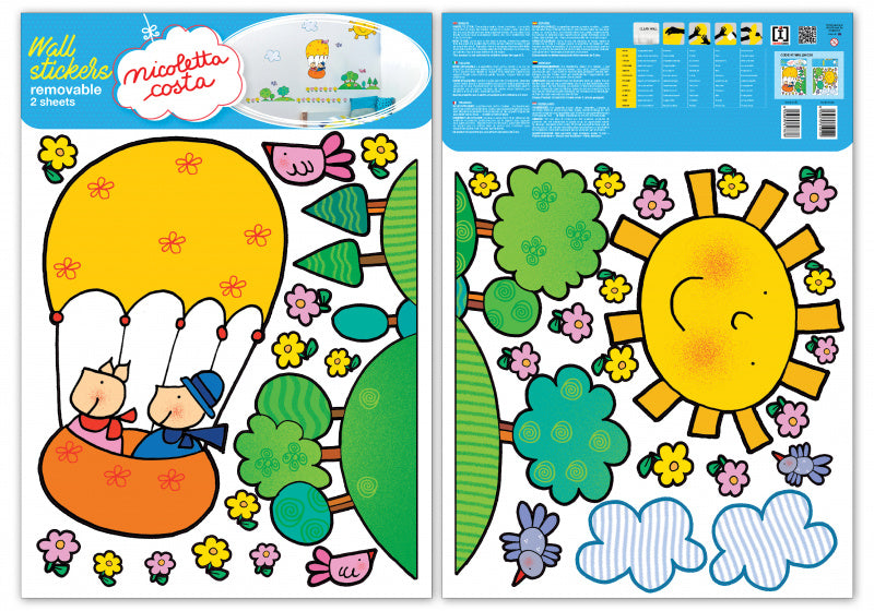 muursticker Air Baloon 29,7 x 42 cm geel 2-delig