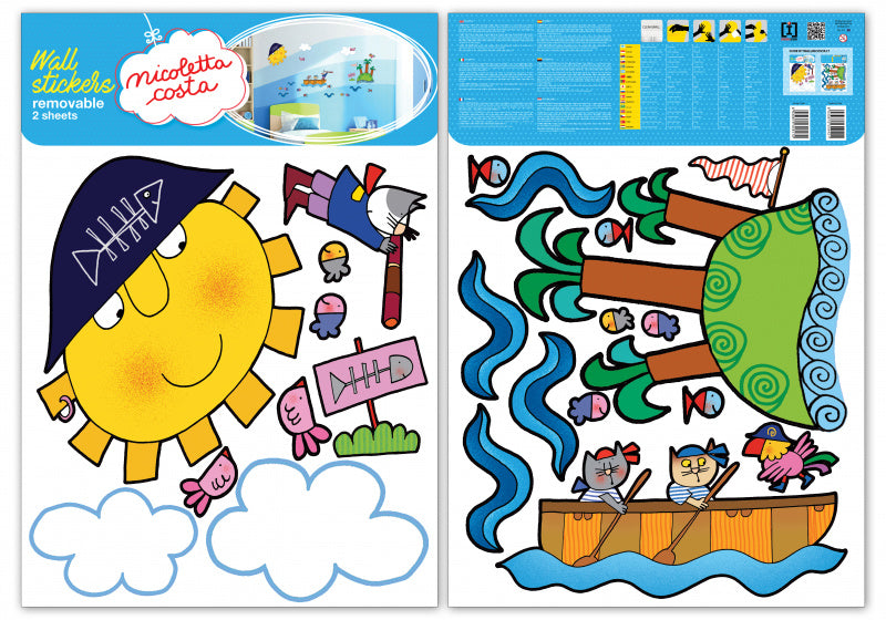 muursticker Pirates 50 x 70 cm vinyl geel 2-delig