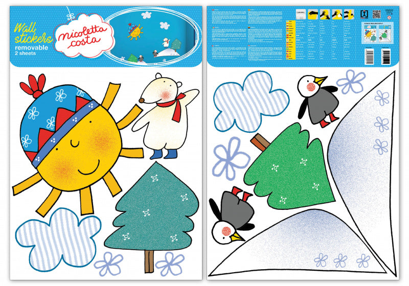 muursticker Snow 50 x 70 cm vinyl wit 2-delig