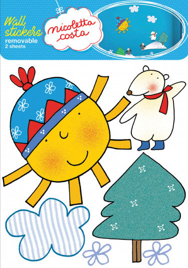 muursticker Snow 50 x 70 cm vinyl wit 2-delig