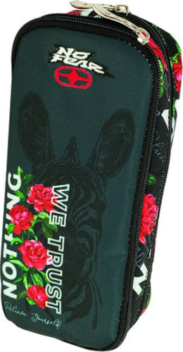 etui junior 23 x 6 x 10 cm polyester zwart/grijs/rood