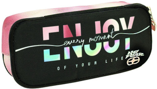 etui junior 23 x 10 x 6 cm polyester zwart/roze