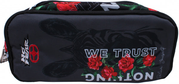 etui junior 23 x 6 x 10 cm polyester zwart/grijs/rood