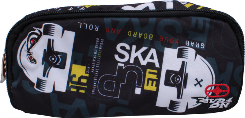 etui junior 23 x 6 x 10 cm polyester zwart/grijs/wit