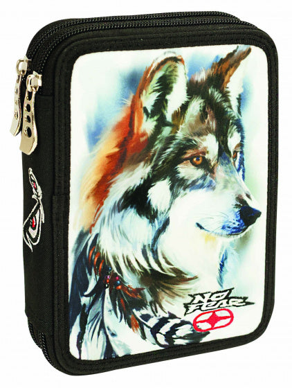 etui Wolf junior 20 cm polyester zwart/wit 27-delig