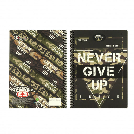 notitieboek Never Give Up A4 gelinieerd 70 pagina's