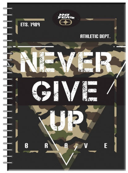 notitieboek Never Give Up A4 gelinieerd 70 pagina's