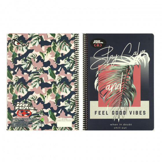 notitieboek Stay Calm spiraal A4 zwart/rood 70 pagina's