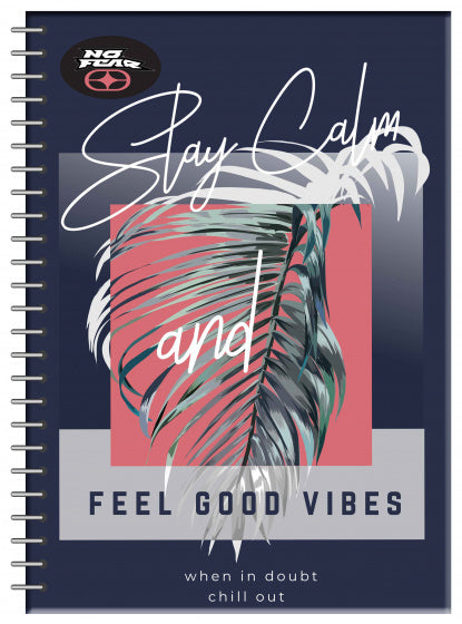 notitieboek Stay Calm spiraal A4 zwart/rood 70 pagina's