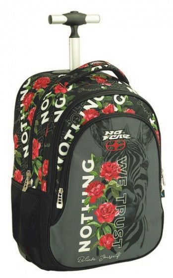 trolley rugzak 25 liter polyester zwart/rood