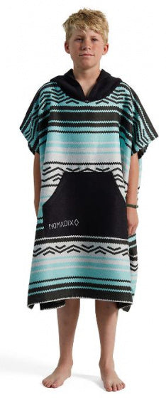 badponcho Baja junior 78 x 89 cm polyester zwart/blauw