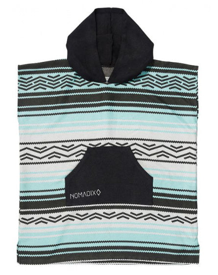 badponcho Baja junior 78 x 89 cm polyester zwart/blauw