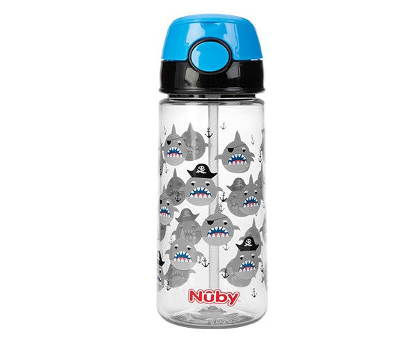 Beker met Zacht Rietje en Drukknop 530ml blauw 3jaar+