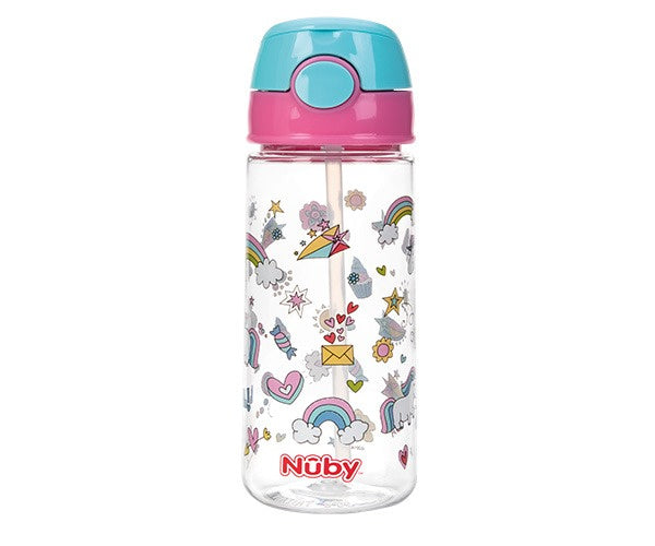 Beker met Zacht Rietje en Drukknop 530ml roze 3jaar+