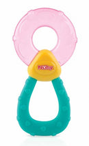 koelbijtfiguur rond junior 19,7 x 9,8 cm siliconen roze/groen