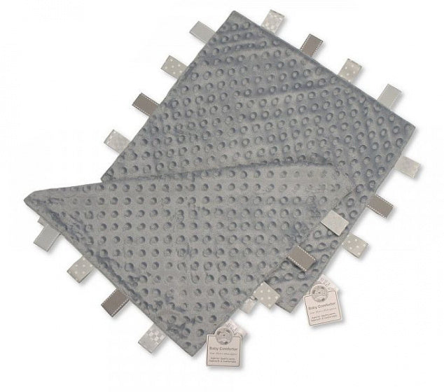 knuffeldoekje met labels 35 cm polyester grijs