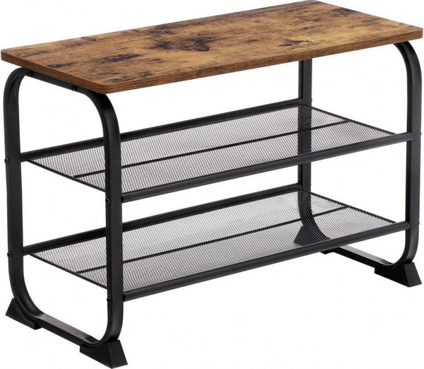 schoenenrek 66 x 30 x 45 cm staal/hout bruin