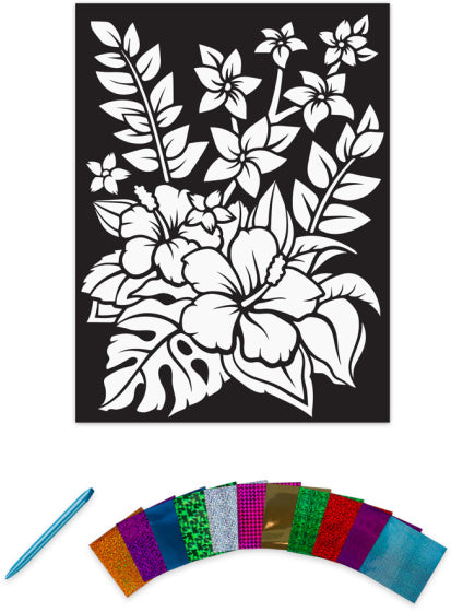 kleurplaat Velveteez Tropical Flowers fluweel 15-delig