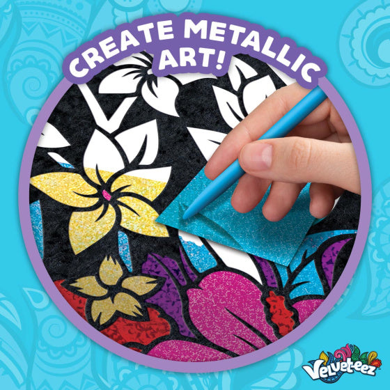 kleurplaat Velveteez Tropical Flowers fluweel 15-delig