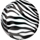 folieballon Orbz Zebra Print 41 cm zwart/wit