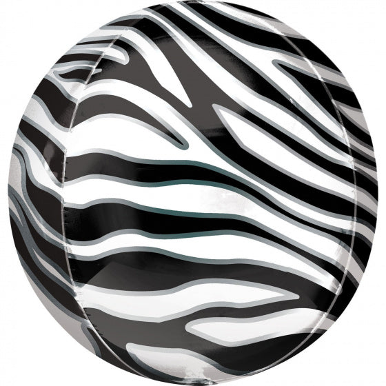 folieballon Orbz Zebra Print 41 cm zwart/wit