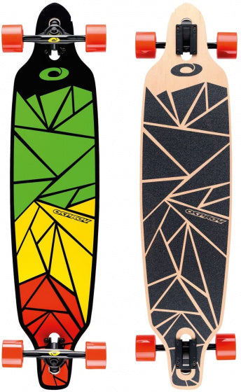 longboard Shapes 99 x 24 cm esdoorn groen/geel/rood