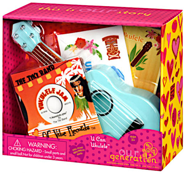 muziek-poppenset U Can Ukelele blauw 4-delig
