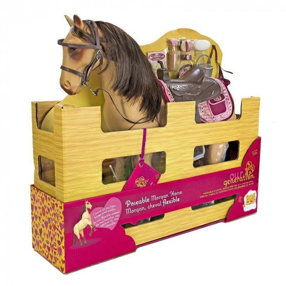 paard Posable Morgan 50 cm beige/bruin 13-delig
