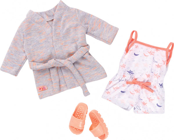 poppenkleding Dream Come True grijs/wit 3-delig