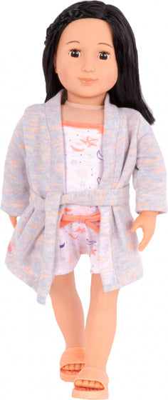 poppenkleding Dream Come True grijs/wit 3-delig