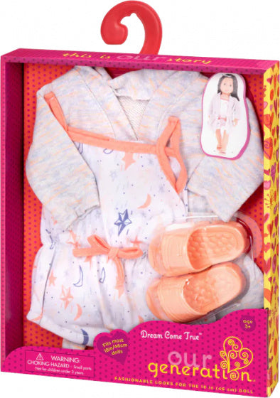 poppenkleding Dream Come True grijs/wit 3-delig