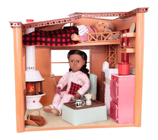 speelset Cozy Cabin vakantiehuis bruin 28-delig