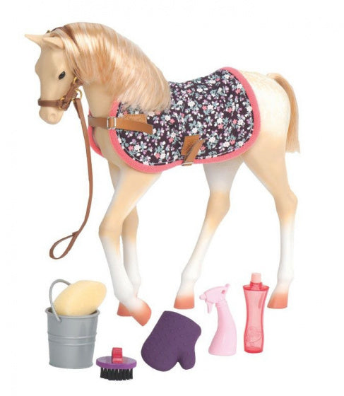 veulen Palomino junior 30 cm beige 9-delig