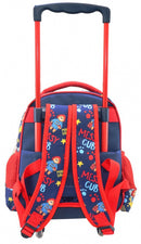 trolley rugzak junior 31 x 27 cm textiel blauw/rood