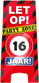 waarschuwingsbord 16 jaar 58 x 26 cm karton rood