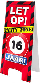 waarschuwingsbord 16 jaar 58 x 26 cm karton rood
