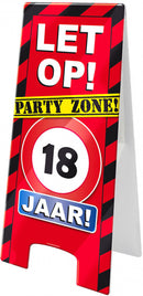 waarschuwingsbord 18 jaar 58 x 26 cm karton rood